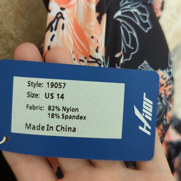 NWT Floral Hilor Size 14 One Piece Swimsuit Pool Beach Swim - Picture 2 of 10